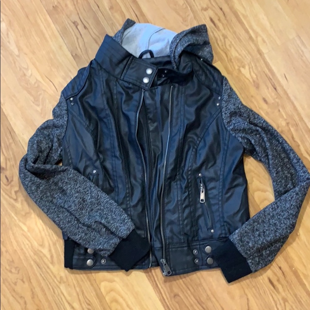 Zip Up Leather Hoodie